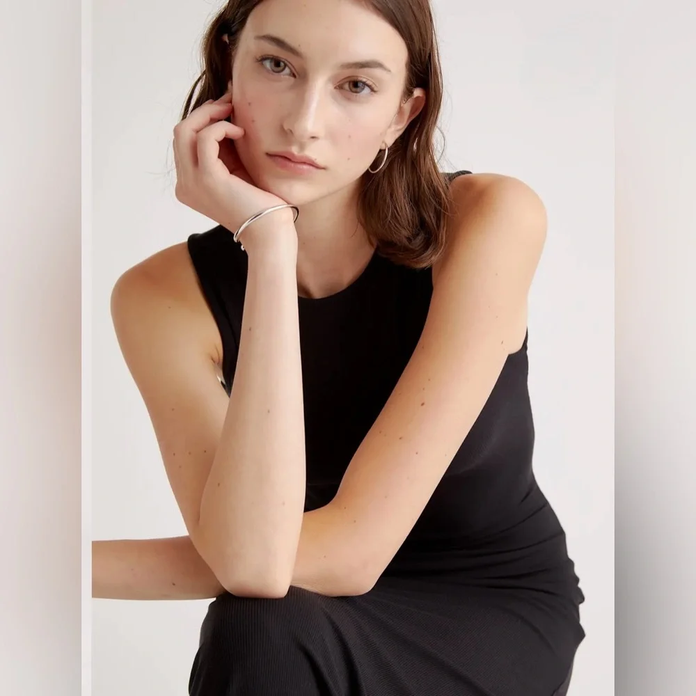 Quince Tencel Rib Knit Tank Midi Dress XS NWT - Picture 7 of 8